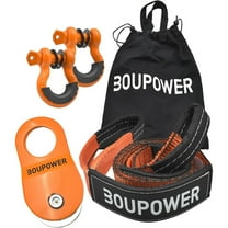 Telyswee Off Road Winch Recovery Kit, 10 Ton Heavy Duty Snatch Block Pulley with 3" x 8' Tree Saver Strap and 3/4" D Ring Shackles, Winching Accessories for Truck Car SUV ATV