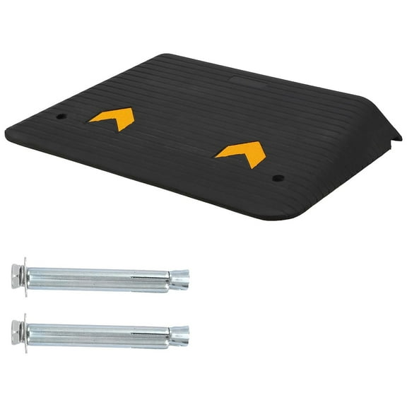 Telyswee Rubber Threshold Ramp, 3.5" Rise Wheelchair Ramp Doorway, Recycled Rubber Power Curb Ramp 33000 LBS Load Capacity, Non-Slip Textured Surface Rubber Ramp for Wheelchair Car Scooter