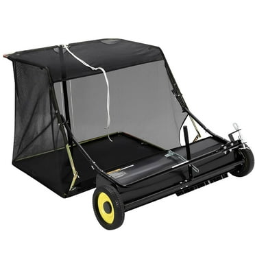 Telyswee Tow Behind Lawn Sweeper 50" Pull Behind Lawn Sweeper, 26 cu. ft Large Capacity Leaf & Grass Collector, w/ Adjustable Sweeping Height and Dumping Rope Design