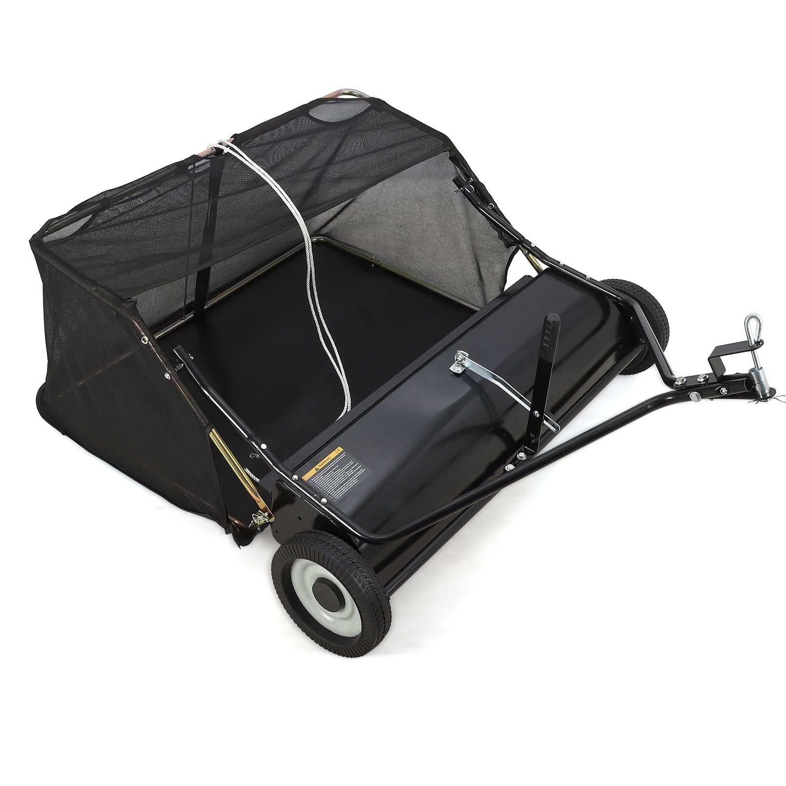 Telyswee Tow Behind Lawn Sweeper, Large Capacity Heavy Duty Leaf & Grass Collector with Adjustable Sweeping Height, Dumping Rope Design for Picking Up Debris and Grass