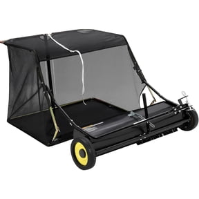 Telyswee Tow Behind Lawn Sweeper, Large Capacity Heavy Duty Leaf & Grass Collector with Adjustable Sweeping Height, Dumping Rope Design for Picking Up Debris and Grass