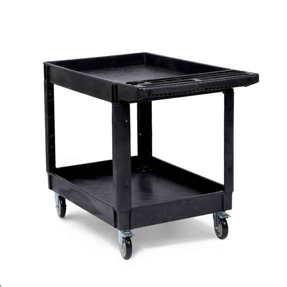 Telyswee Two Shelf Heavy Duty Rolling Utility Cart Service Cart 550lbs, Black