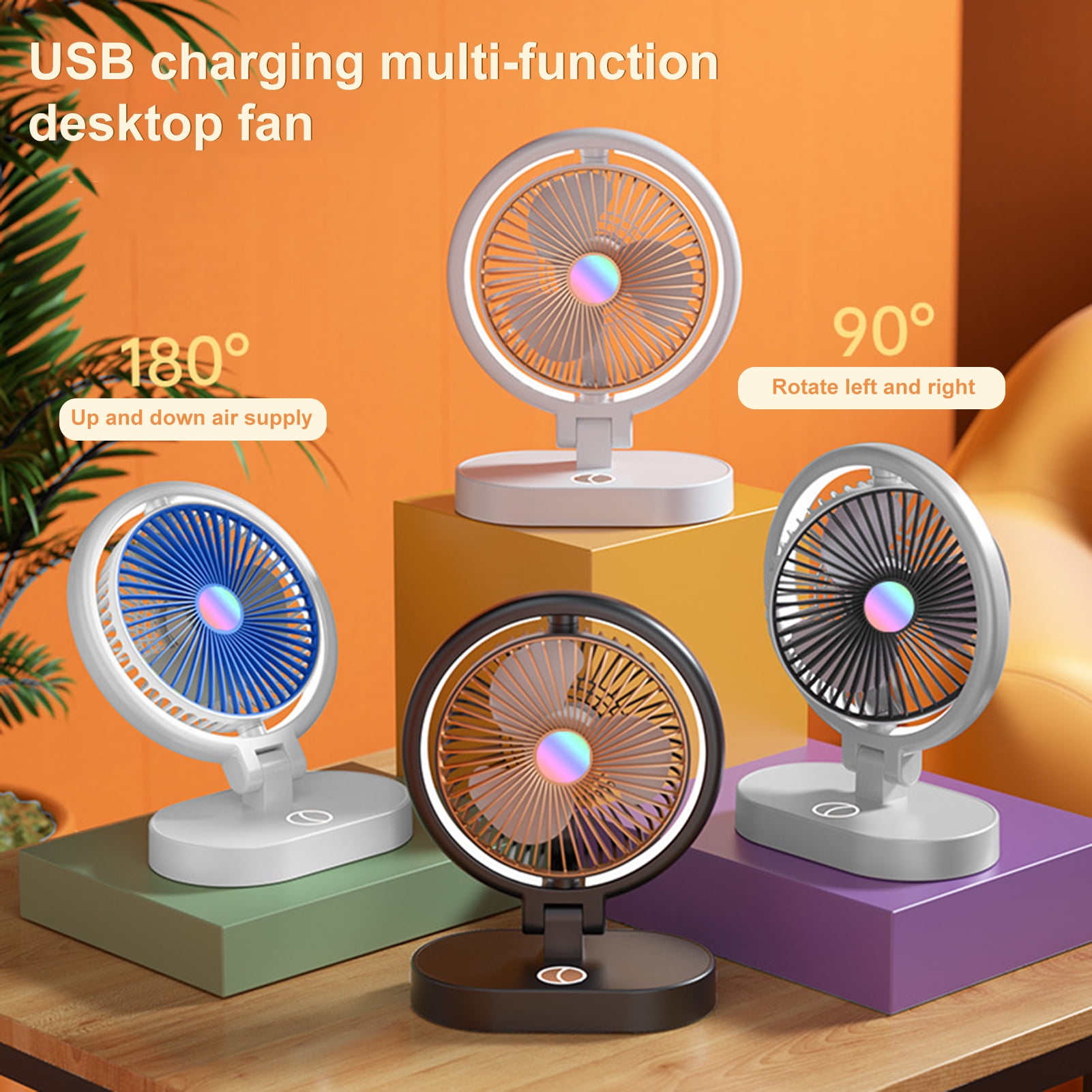 Temacd 1 Set Cooling Fan 4 Wind Speeds 3Gear Light 3 LargeBlade