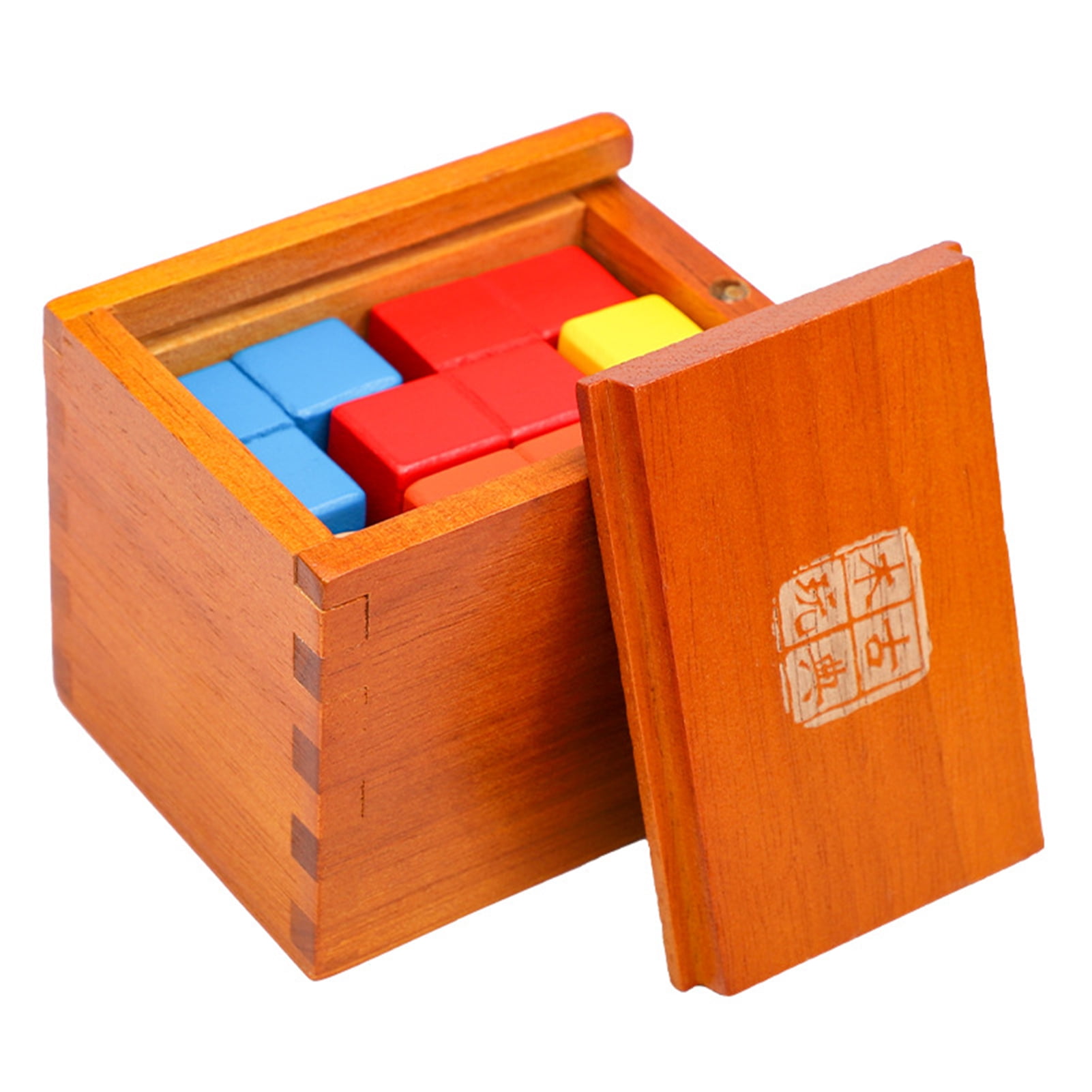 Temacd 1 Set Puzzle Cube Toy Geometric Logical Thinking Training Wood Brain Teaser Puzzle Cube