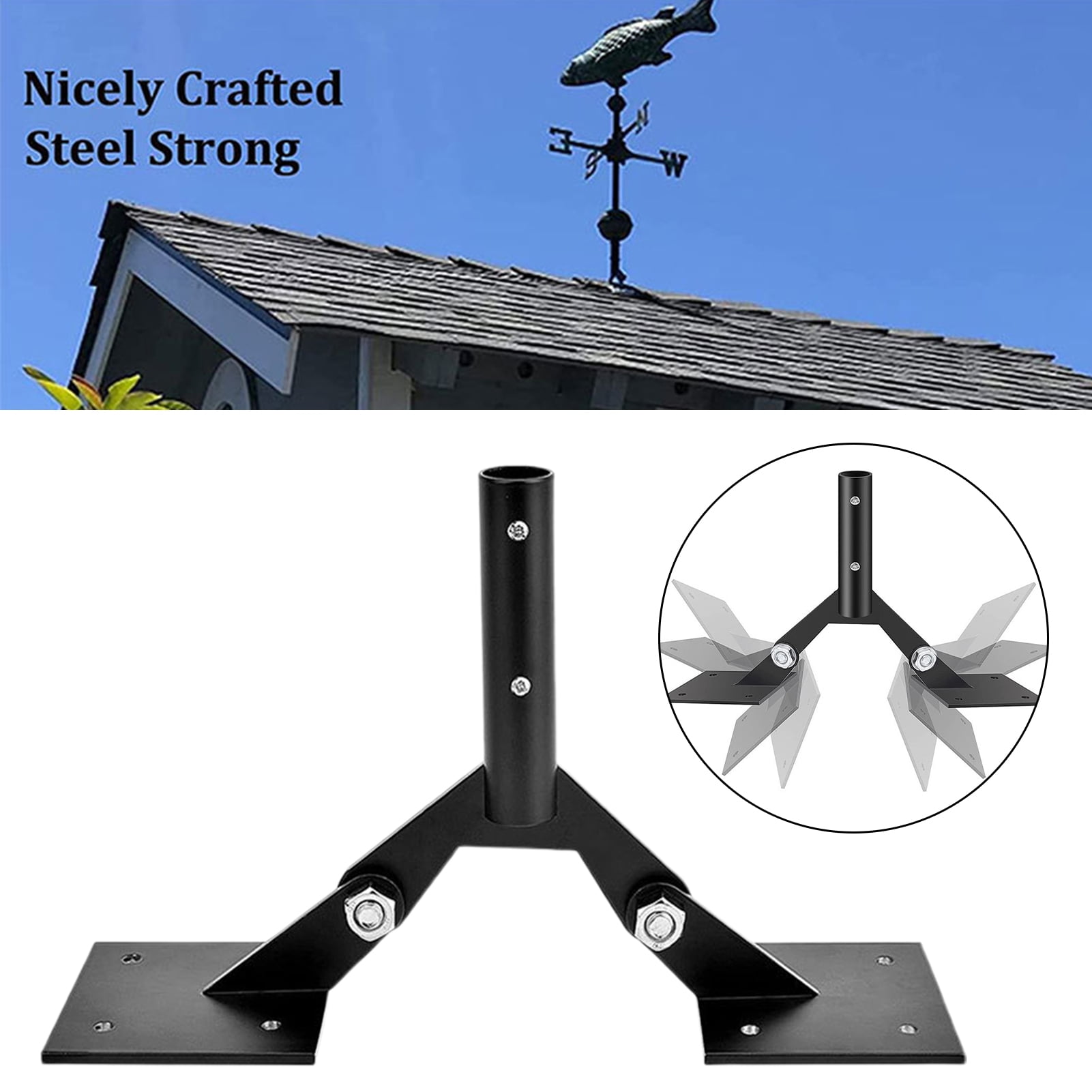 Temacd 1 Set Weather Vane Bracket Convenient Heavy Duty Support Steel