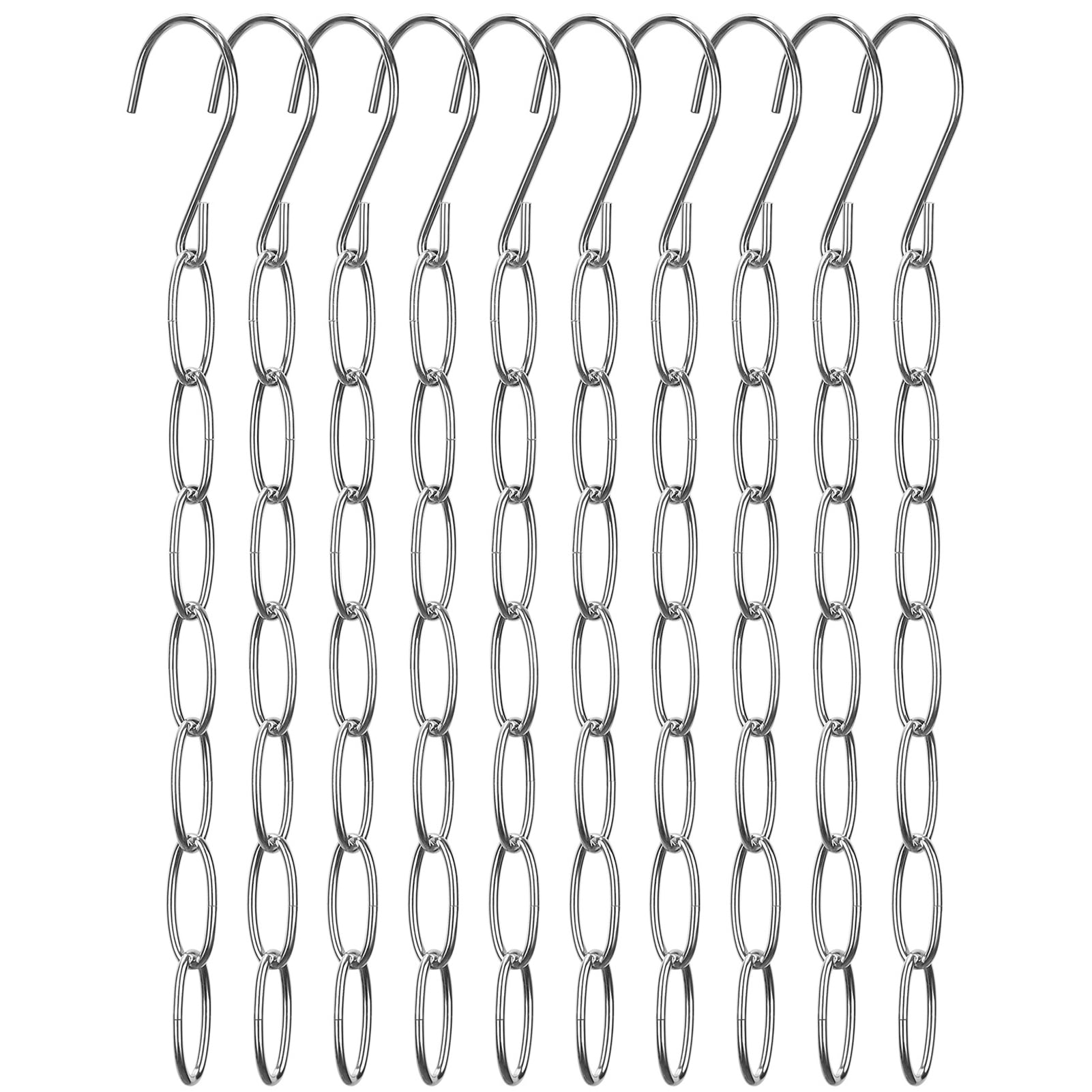 Temacd 10Pcs Metal Chain Clothes Hanger Organizer with 7 Slots Multiple