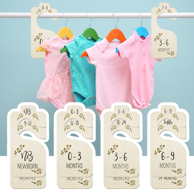 Temacd 8Pcs/Set Wooden Baby Closet Dividers Doubleside Newborn to 24 Months Toddlers Wardrobe