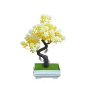 Temacd Artificial Potted Tree Bonsai Simulation Plant Home Decor Table Centerpieces Yellow