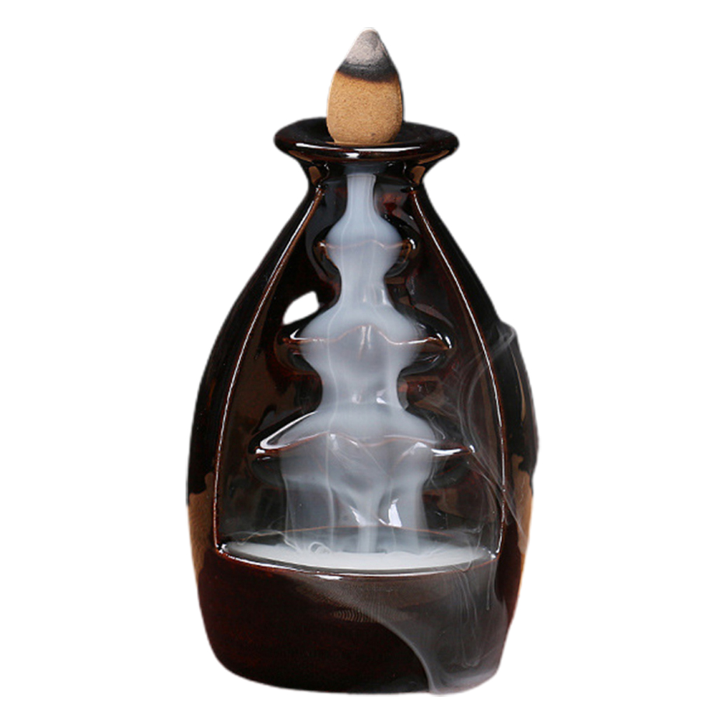 Temacd Ceramic Waterfall Backflow Incense Burners Holder Censer