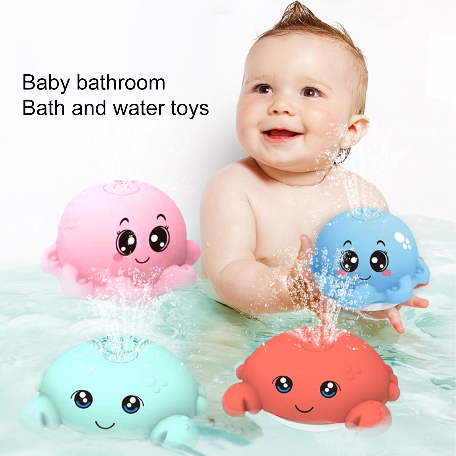 Temacd Colorful Baby Bath Toy Automatic Water Spray Toy with Lights ...