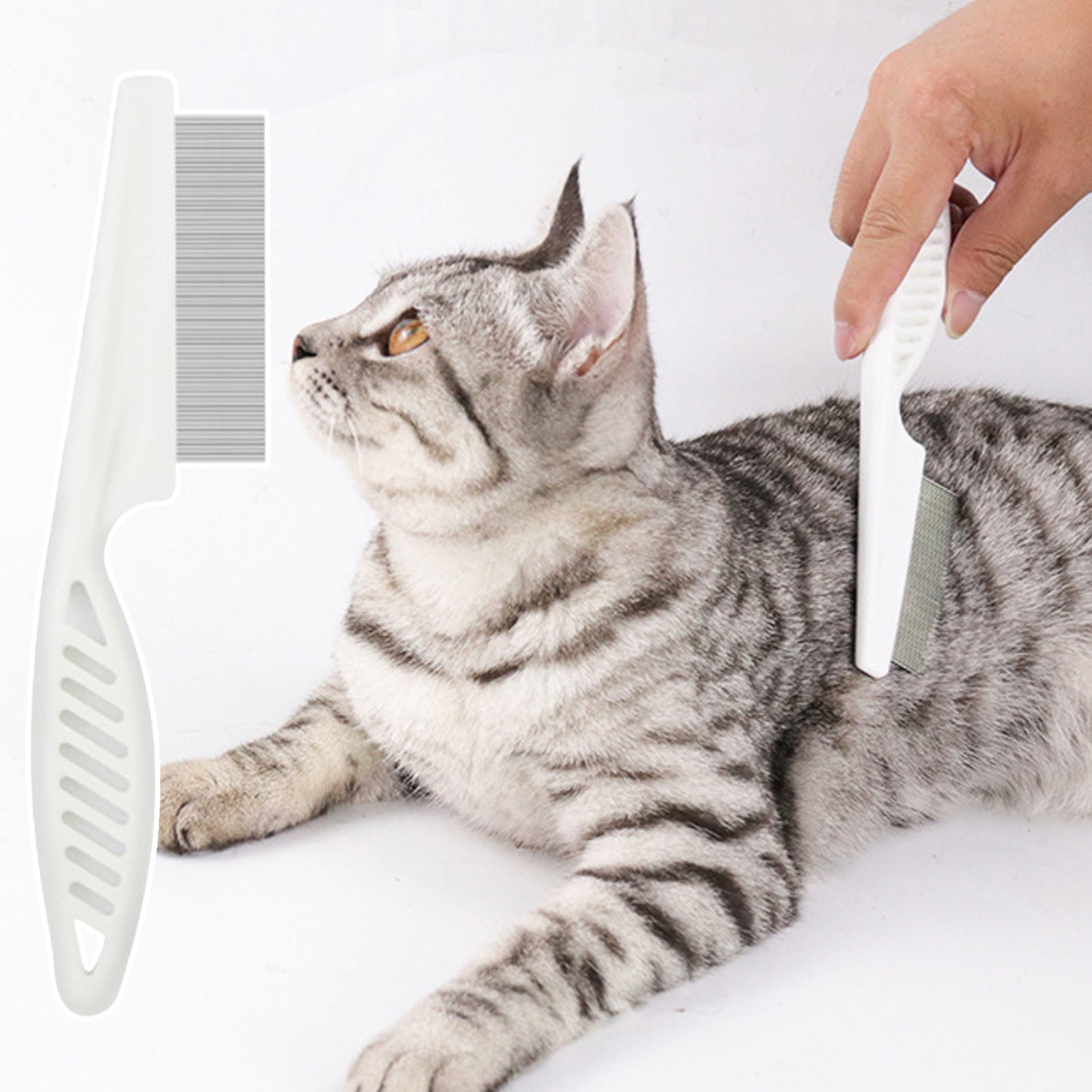 View of Temacd Dog Flea Comb Long Handle Remove Flea Anti-knotting Shedding ...