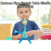 Temacd Giraffe Toy Novel Suction Cup Telescopic Various Shapes Built-in Battery Entertainment ABS Cartoon Pipe Stretch Tube Giraffe Child Toy