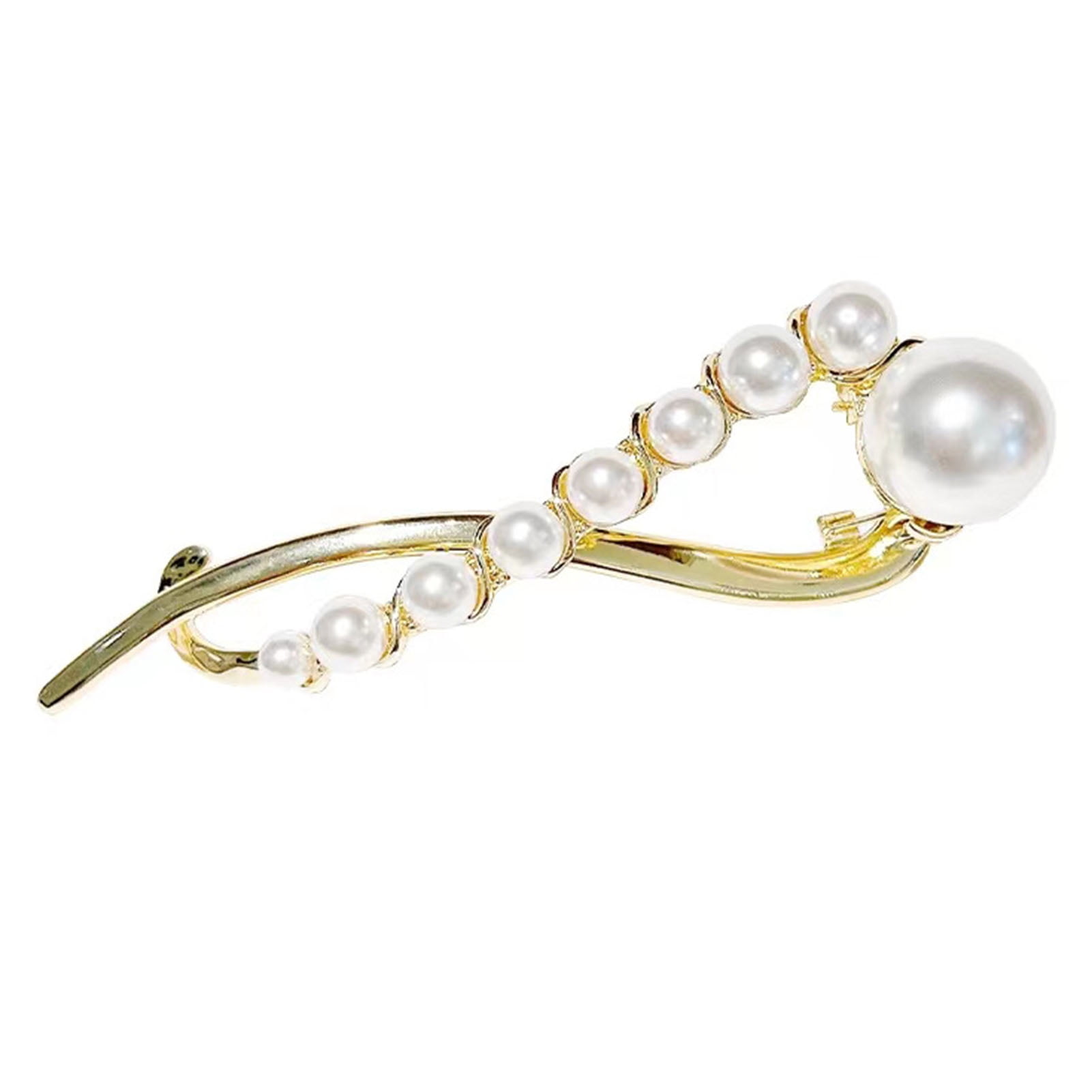 Temacd Hair Clip Golden-plated Faux Pearl Decor Electroplating S Shape Fix  Hair Non-slip Temperament Lady Twist Hair Clip Female Accessory 