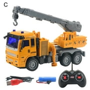 Temacd Kids 4 Channels Remote Control Engineering Vehicle Model Set Concrete Mixer Toy,C