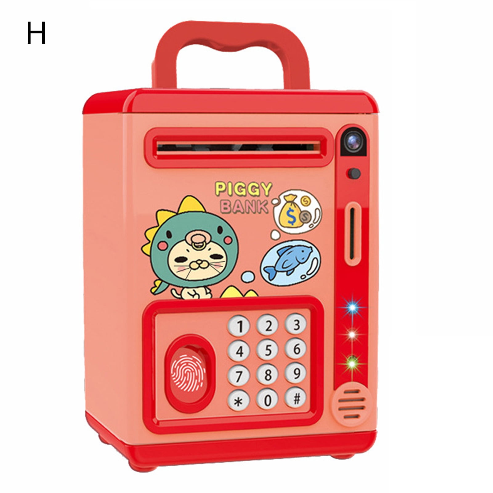Temacd Kids Money Bank Password Code Lock Fingerprint Chirtmas Birthday Auto Scroll Money