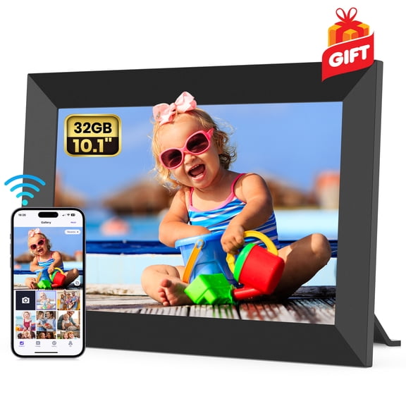Temash 10.1 inch WiFi Digital Photo Frame, Smart Digital Picture Frames with 32GB Storage & IPS Touch Screen , Auto Rotate Electric Frames Share Instant Picture via Free App, Best Gift for Loved One