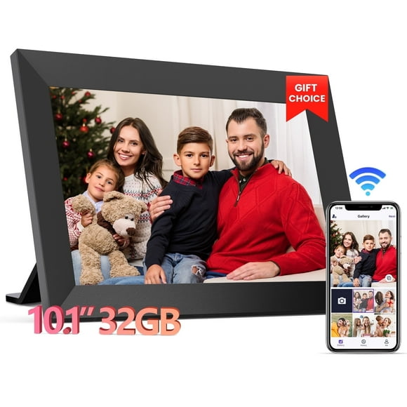 Temash 10.1 inch WiFi Digital Photo Frame, Smart Digital Picture Frames with 32GB Storage & IPS Touch Screen , Auto Rotate Electric Frames Share Instant Picture via Free App, Best Gift for Loved One