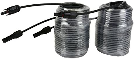 Temco 1 Pair 100 ft Solar Panel Extension Black Connector Male Female 12 AWG Gauge PV Cable Wire