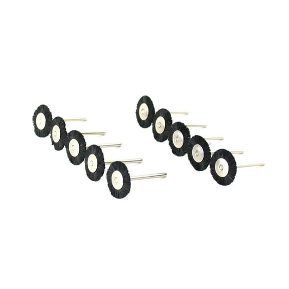 Temo 10 Pc Nylon Plastic Bristle 3/4 Inch (19 Mm) Flat Wire Brush #403 1/8 Inch (3 Mm) Shank For Dremel And Compatible Rotary Tools