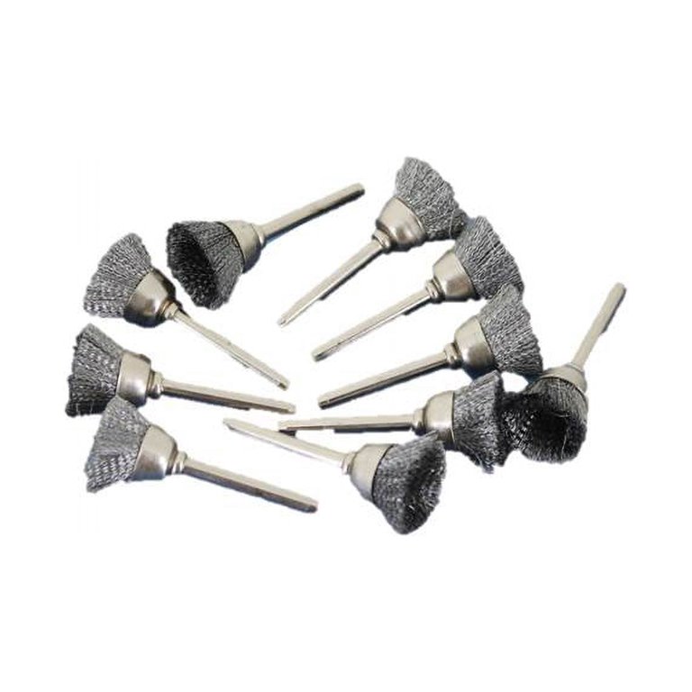 10 Piece Stainless Steel 1/4 Inch Pen Wire Brush Set With 1/8 Inch Shank For Rotary Tools