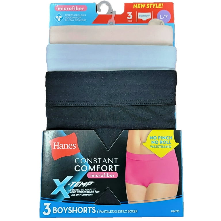 Temp Constant Comfort Women's Microfiber Boyshort Panties 3-Pack, Size 7 