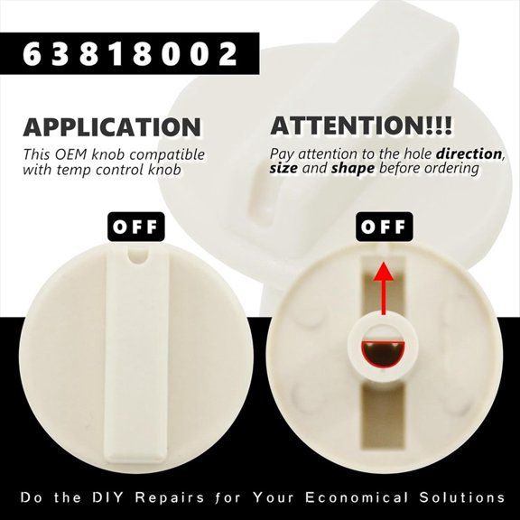 Temp Control Knob for Wall Heater Fits for TPI63818002 Household Appliance Baseboard Heater Knob Replacement 2 PC