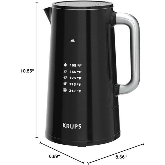 Temp Electric Kettle: 1.7L Capacity, 5 Precise Temperature Settings, Digital Display, Cool-Touch Exterior, Cordless Design for Tea and Coffee Lovers
