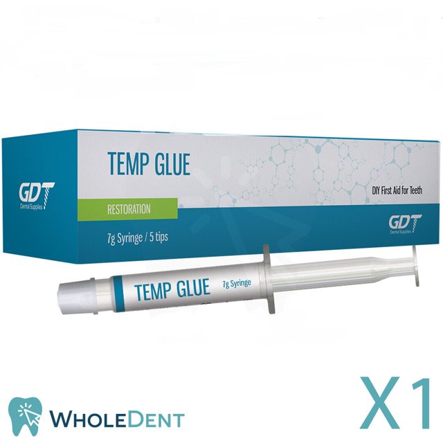 Temp Glue Temporary Cement 7g Crowns Bridges Dental Home Use Emergency First Aid