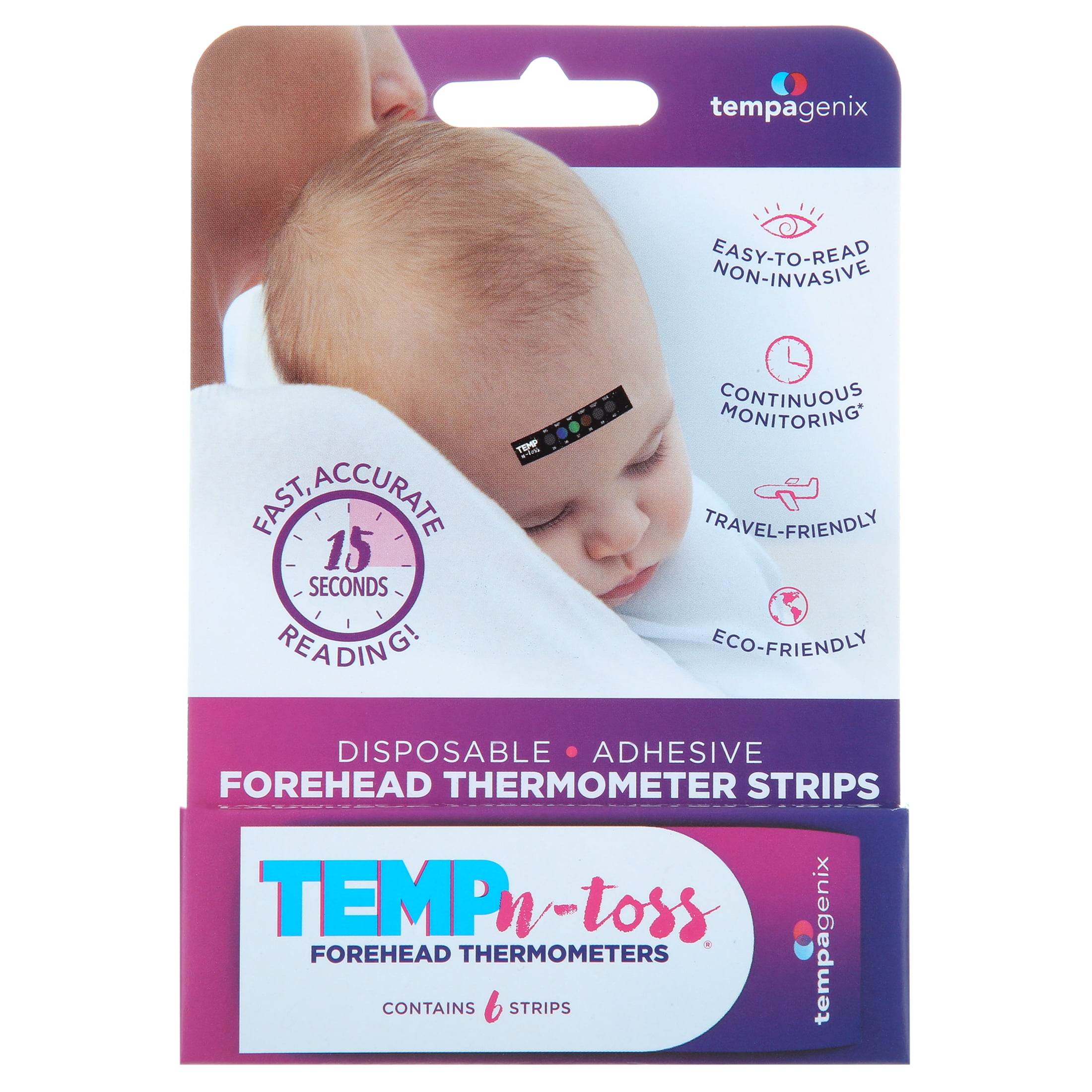 Temp-N-Toss Disposable Forehead Thermometer Strips (Set of 6 Strips)