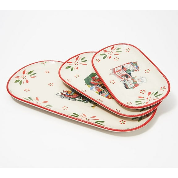 Temp-tations Set of 3 Holiday Squoval Trays