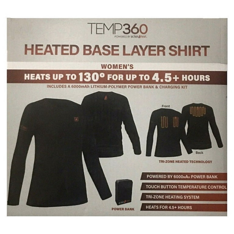 Temp360 Women’s 5V Heated Base Layer Shirt in Black - XS