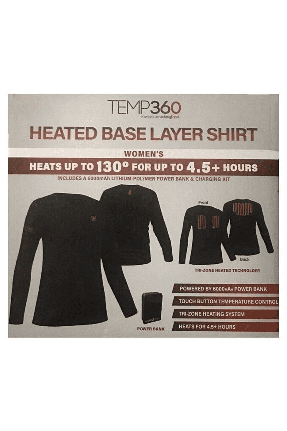 Womens 5V Heated Base Layer Shirt in Black - XS