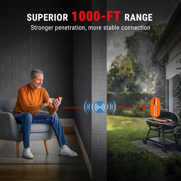 TempSpike 1000FT Wireless Meat Thermometer Digital with 2 Upgraded Ultra-Thin Probe