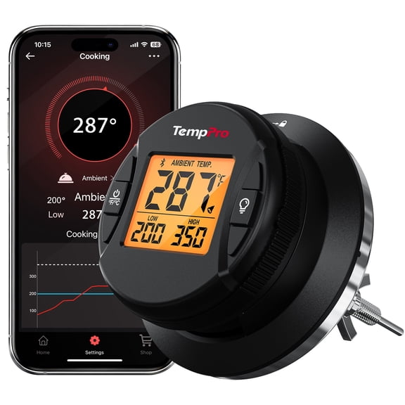 TempSpike Grill Gauge - Wireless Bluetooth Grill Thermometer, 450ft Range, Upgrade Any Grill or Smoker to Smart