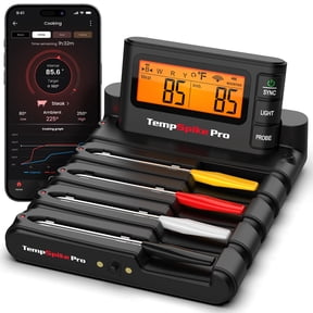 TempSpike Pro WiFi Bluetooth Wireless Meat Thermometer with 4 Probes, Unlimited Range, Detachable Thin Meat Probe & Standalone Base