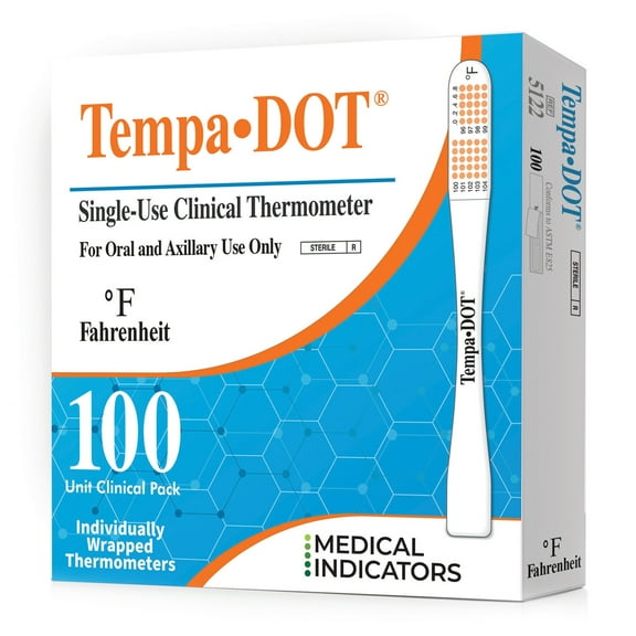 TempaDOT Disposable Oral Thermometer Color Dots Display 5122 100 per Box
