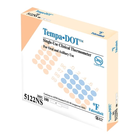Tempa·DOT Disposable Oral Thermometer Color Dots Display 5122NS 100 per Box