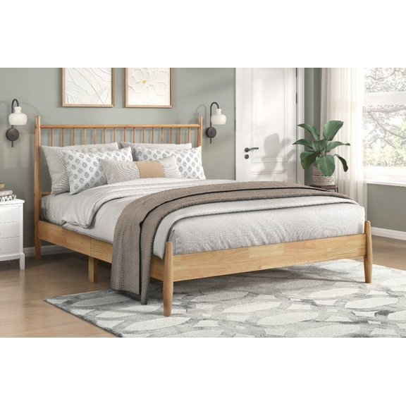 TempaGel Full Platform Bed 1pc | Natural Finish | Ships in 1 Box