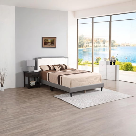 TempaGel Queen Bed - Light Grey, 47"H x 63"W x 86"D, Assembly Required