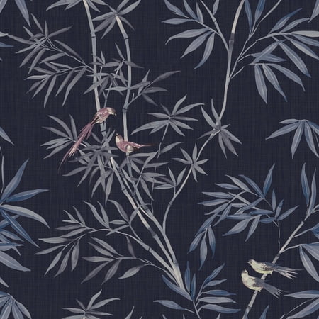 Tempaper Bamboo Chinoiserie Navy Blue Peel and Stick Wallpaper, 20.5" x 16.5'