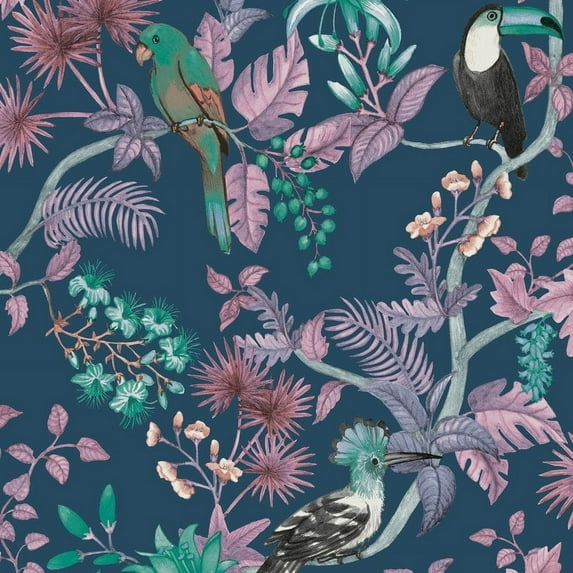 Tempaper Birds of Paradise Peel and Stick Wallpaper - 56 sq. ft. Pacific Blue