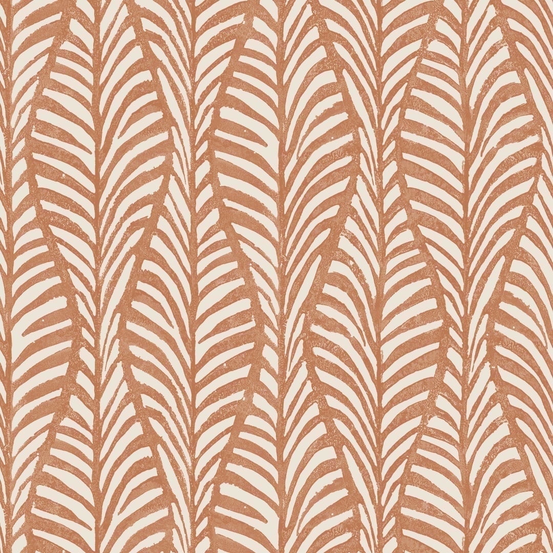 Tempaper Block Print Leaves Red Peel and Stick Wallpaper, 20.5" x 16.5'