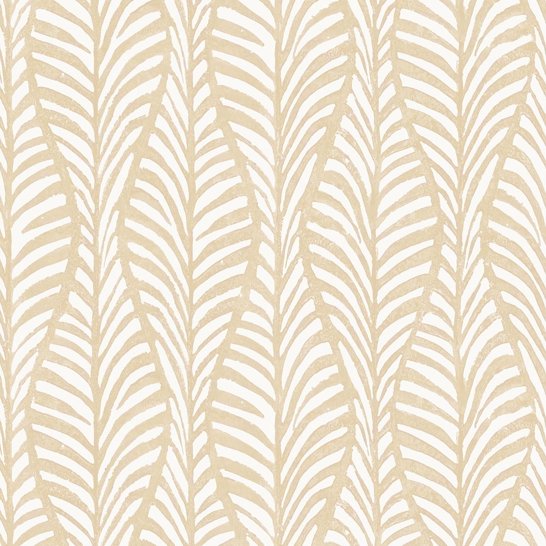 Tempaper Block Print Leaves White Clay Peel and Stick Wallpaper, 20.5" x 16.5'