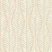 Tempaper Block Print Leaves White Clay Peel and Stick Wallpaper, 20.5" x 16.5'