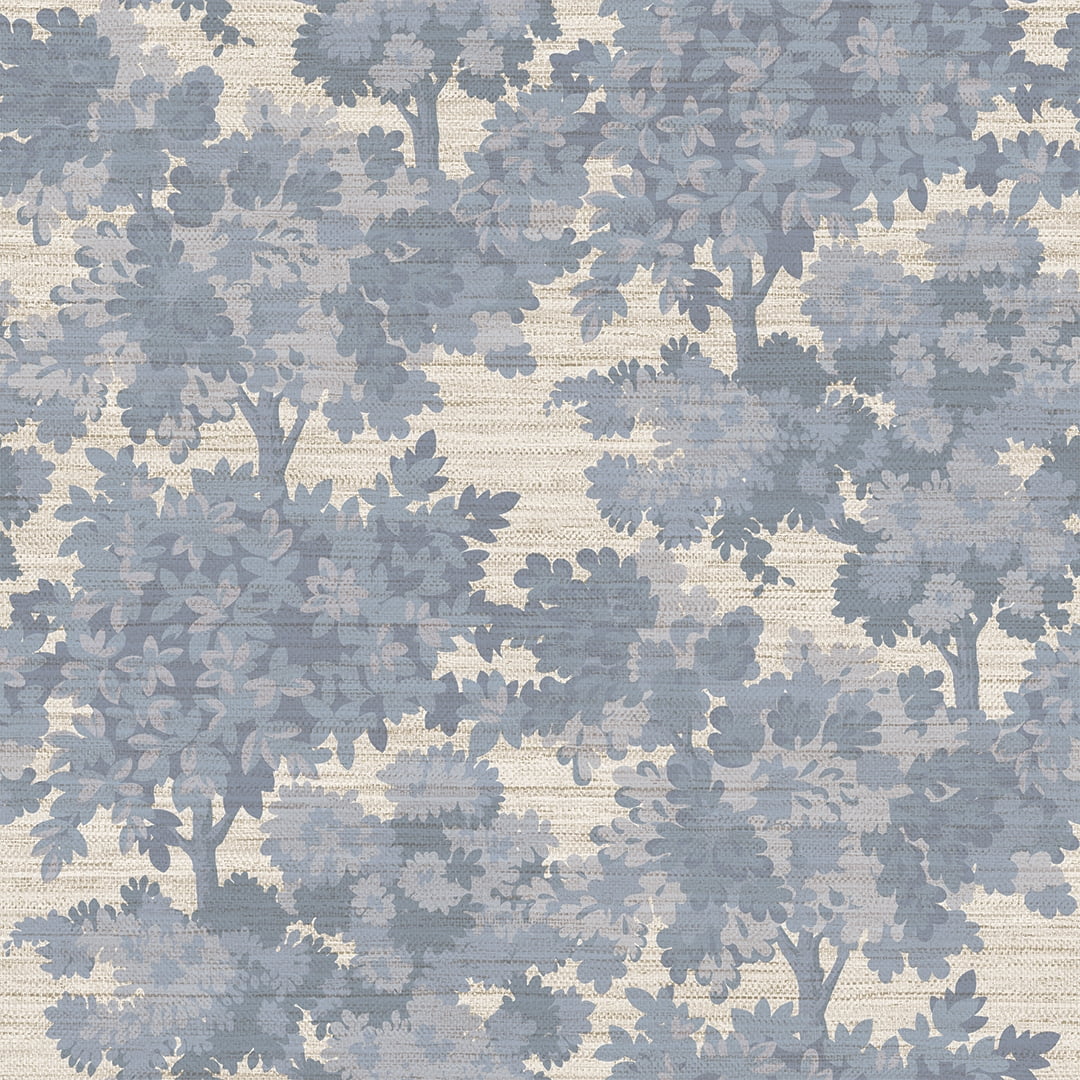 Tempaper Blue Canopy Toile Faux Grasscloth Removable Peel and Stick Wallpaper, 20.5 in X 16.5 ft