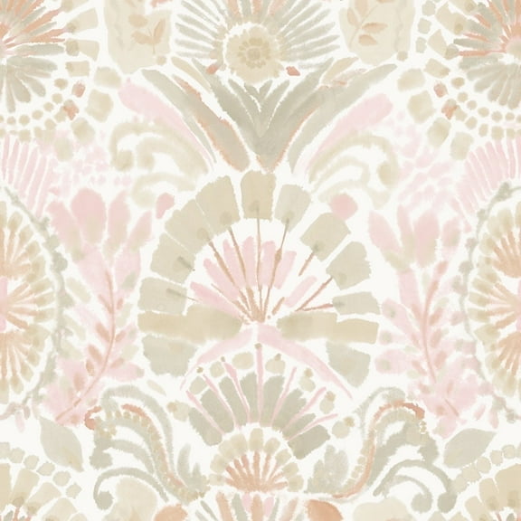 Tempaper Bohemia Pink Damask Removable Peel and Stick Wallpaper, 20.5" x 16.5'