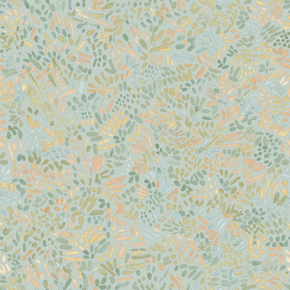 Tempaper Brushstroke Garden Robin's Egg Peel and Stick Wallpaper, 20.5" x 16.5'