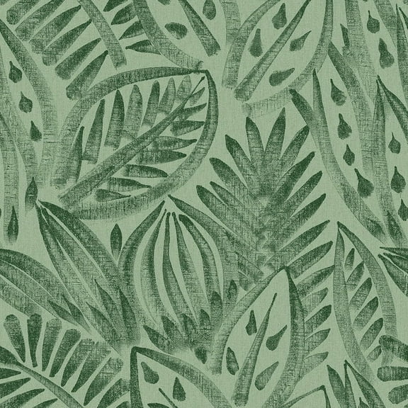 Tempaper Canvas Palm Green Tropical Peel and Stick Wallpaper, 20.5" x 16.5'