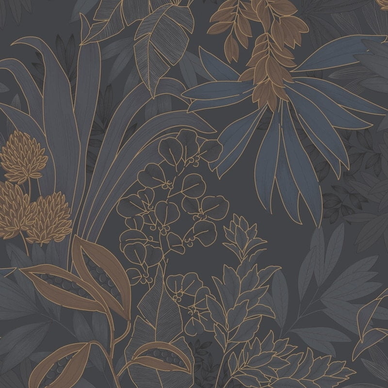 Twilight Floral Non-Pasted Grasscloth Wallpaper Roll
