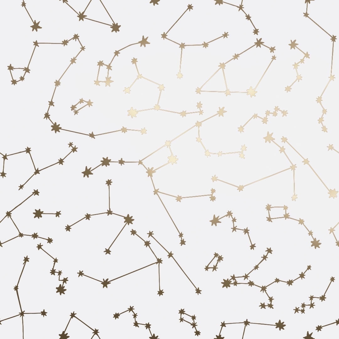 Tempaper x Novogratz White and Metallic Gold Constellations Peel and Stick Wallpaper, 20.5" x 16.5'